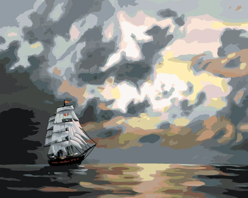 Diamond painting - SEGELSCHIFF NACH EINBRUCH DER DUNKELHEIT (D. RUSTY RUST)