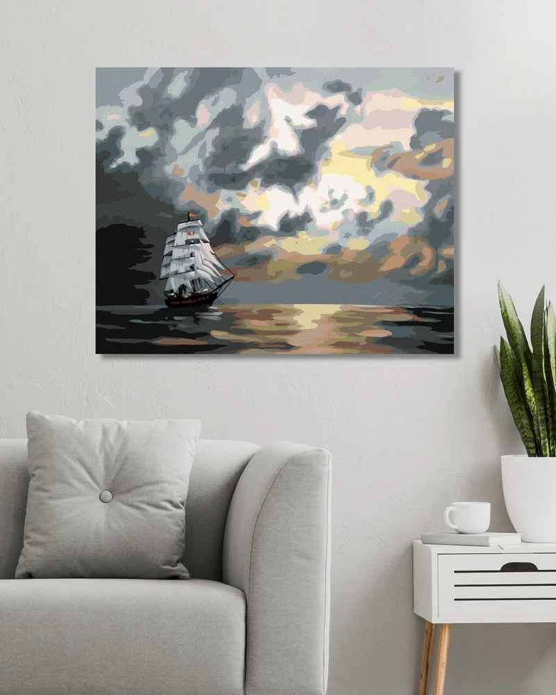 Diamond painting - SEGELSCHIFF NACH EINBRUCH DER DUNKELHEIT (D. RUSTY RUST)
