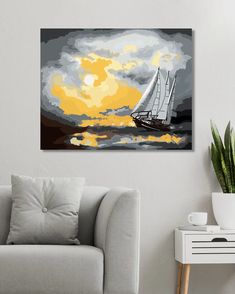 Diamond painting - SEGELSCHIFF AUF DEM MEER NACH EINEM STURM (D. RUSTY RUST)