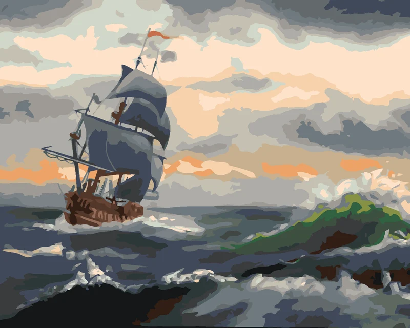 Diamond painting - SEGELSCHIFF AUF STÜRMISCHEM SEE 2 (D. RUSTY RUST)