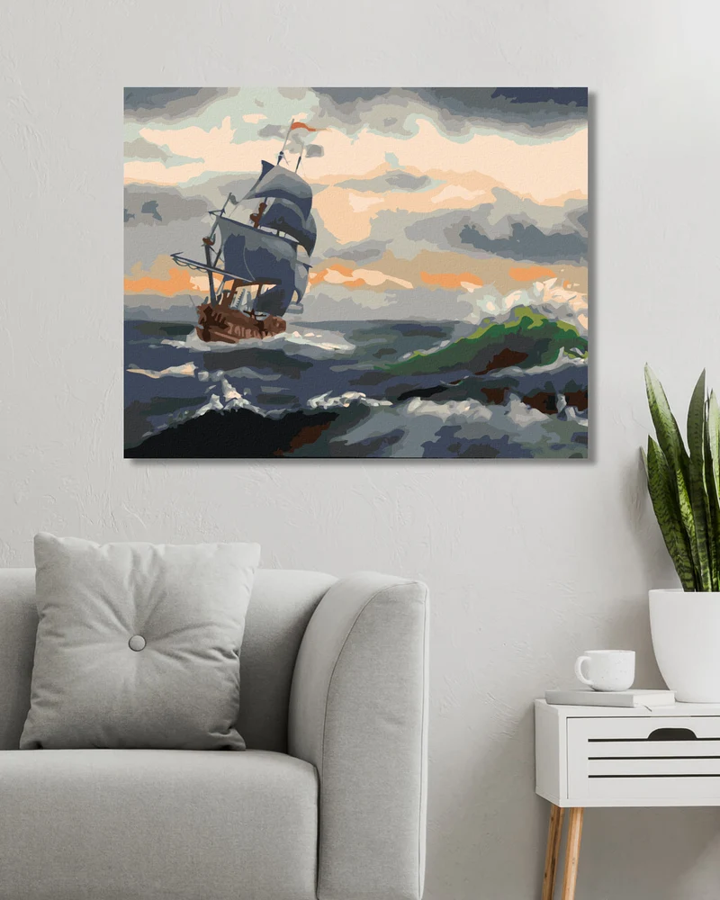 Diamond painting - SEGELSCHIFF AUF STÜRMISCHEM SEE 2 (D. RUSTY RUST)