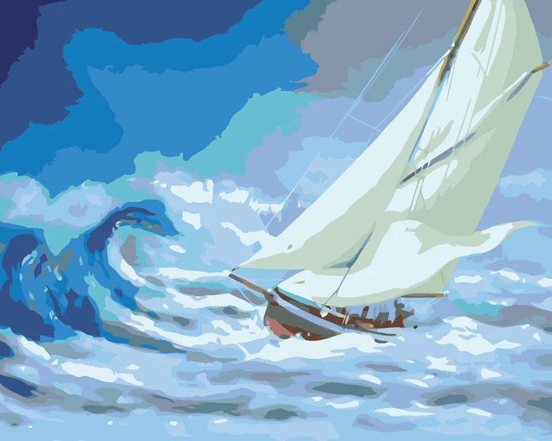Diamond painting - SEGELSCHIFF AUF STÜRMISCHEM SEE (D. RUSTY RUST)