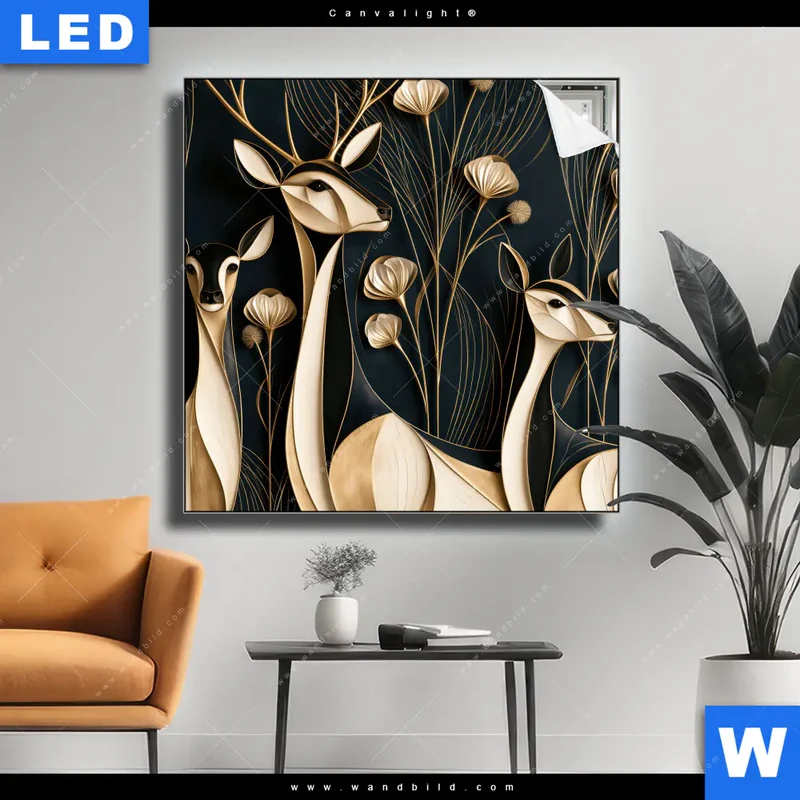 Canvalight® Leuchtbild | Rehe - Anmut des Waldes | Quadrat