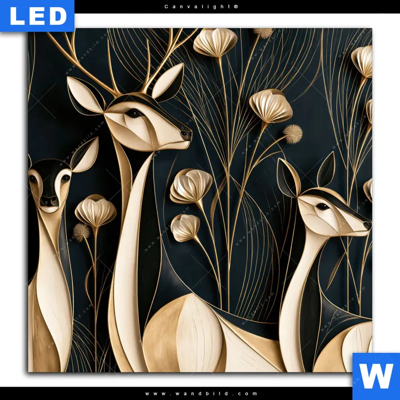 Canvalight® Leuchtbild | Rehe - Anmut des Waldes | Quadrat