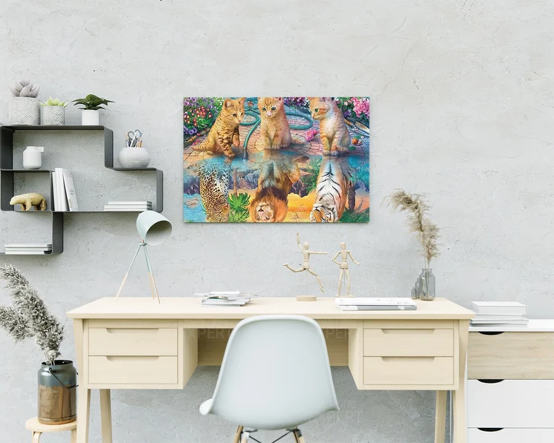 Diamond Painting Kätzchen und Löwen