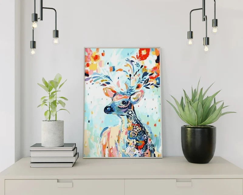 Diamond Painting Hirsch mit Blumen