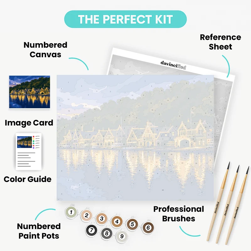 Boathouse Row at Blue Hour - Paint by Numbers Kit