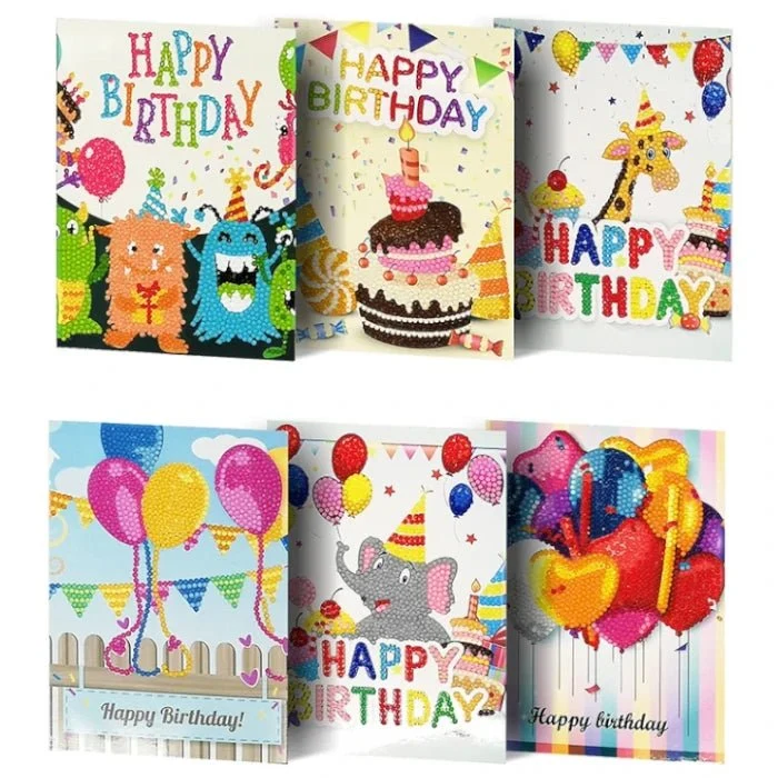 Happy Birthday Diamond Painting Geburtstagskarten (6x) – DIY Set