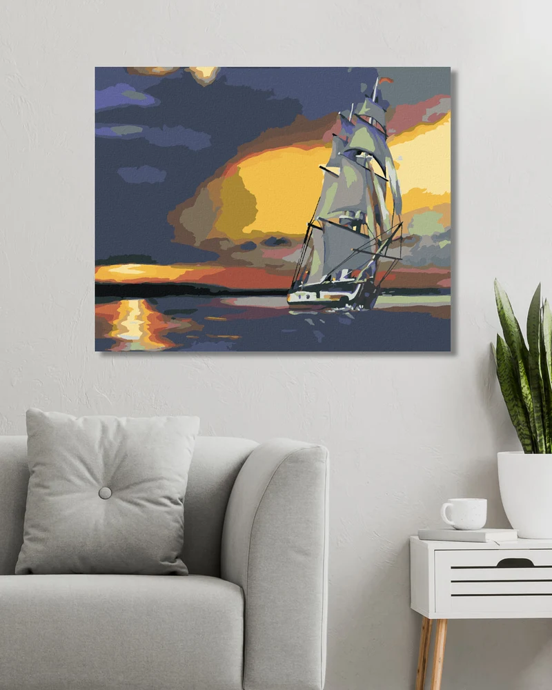 Diamond painting - SEGELSCHIFF UND SONNENUNTERGANG (D. RUSTY RUST)