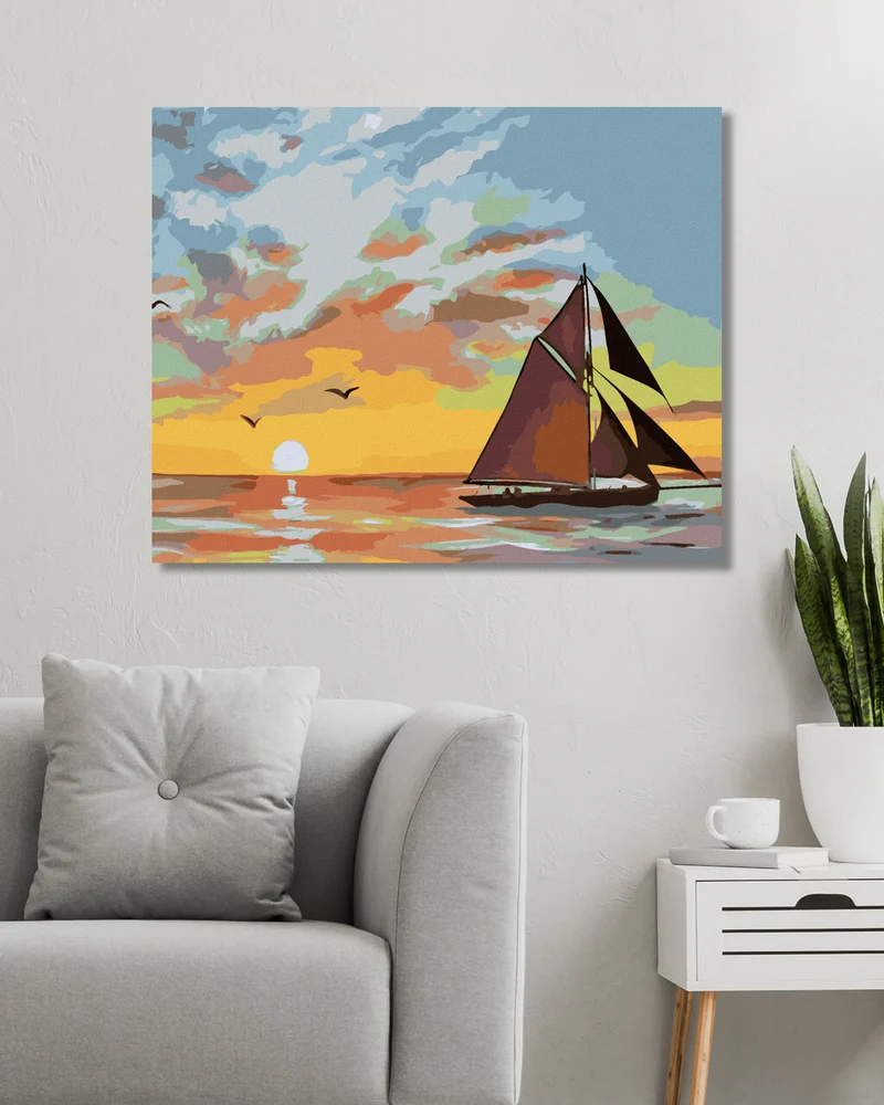 Diamond painting - SEGELSCHIFF UND SONNENUNTERGANG (D. RUSTY RUST)