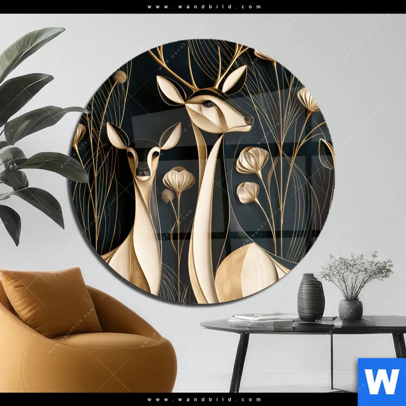 Acrylglasbild | Rehe - Anmut des Waldes | Rund