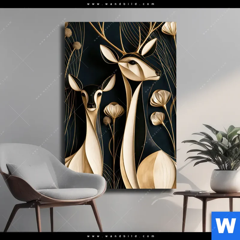 Leinwandbild | Rehe - Anmut des Waldes | Hochformat
