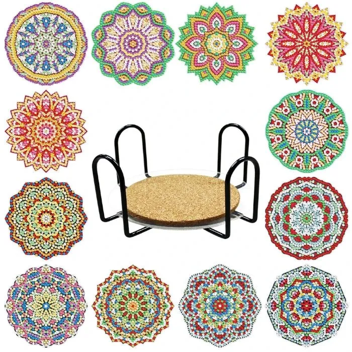 Diamond Painting Untersetzer Mandala 12er Set DIY Bastelset