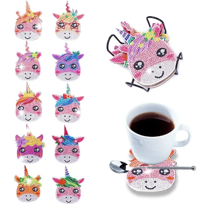 Diamond Painting Untersetzer Einhorn 10er Set DIY Bastelset