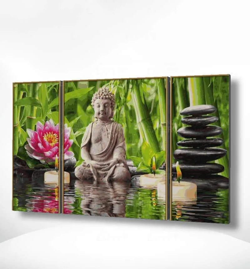 Malen nach Zahlen Triptychon Buddha