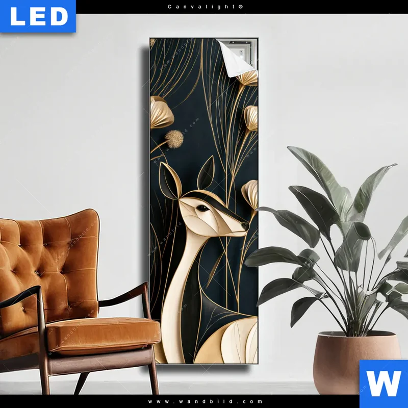 Canvalight® Leuchtbild | Rehe - Anmut des Waldes | Schmal