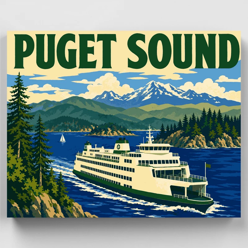 Puget Sound Ferry - Paint by Numbers Kit