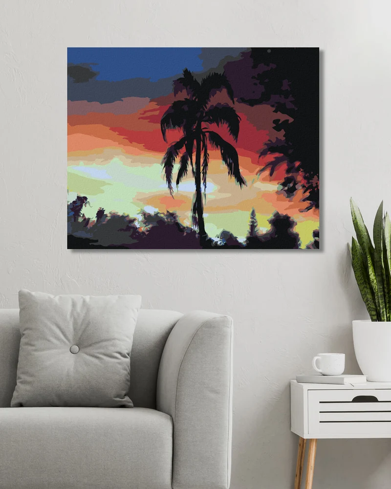 Diamond painting - PALME UND SONNENUNTERGANG (D. RUSTY RUST)