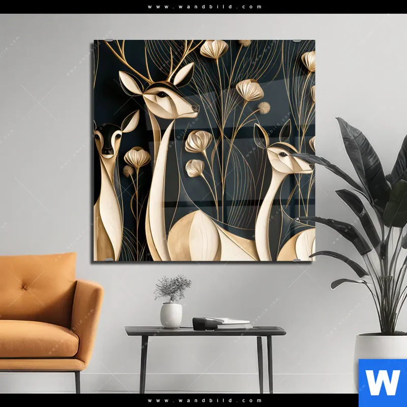 Acrylglasbild | Rehe - Anmut des Waldes | Quadrat