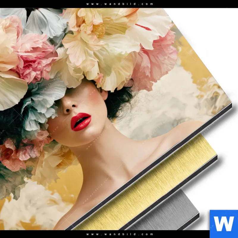 Aluminiumbild gebürstet | Florale Diva | Rund
