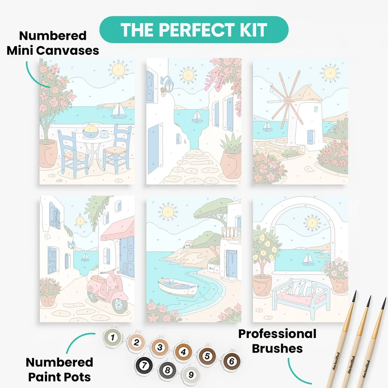 Santorini Summer Dreams - Mini Paint by Numbers Set