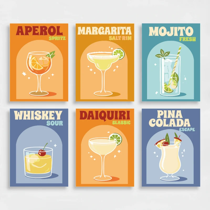 Retro Cocktail Bar - Mini Paint by Numbers Set