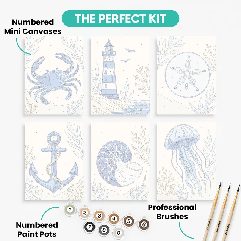Nautical Blue & White - Mini Paint by Numbers Set