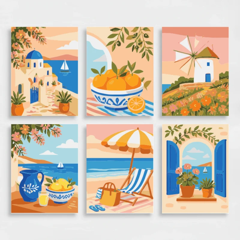 Greek Island Escape - Mini Paint by Numbers Set