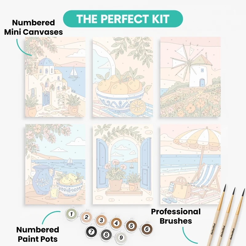 Greek Island Escape - Mini Paint by Numbers Set