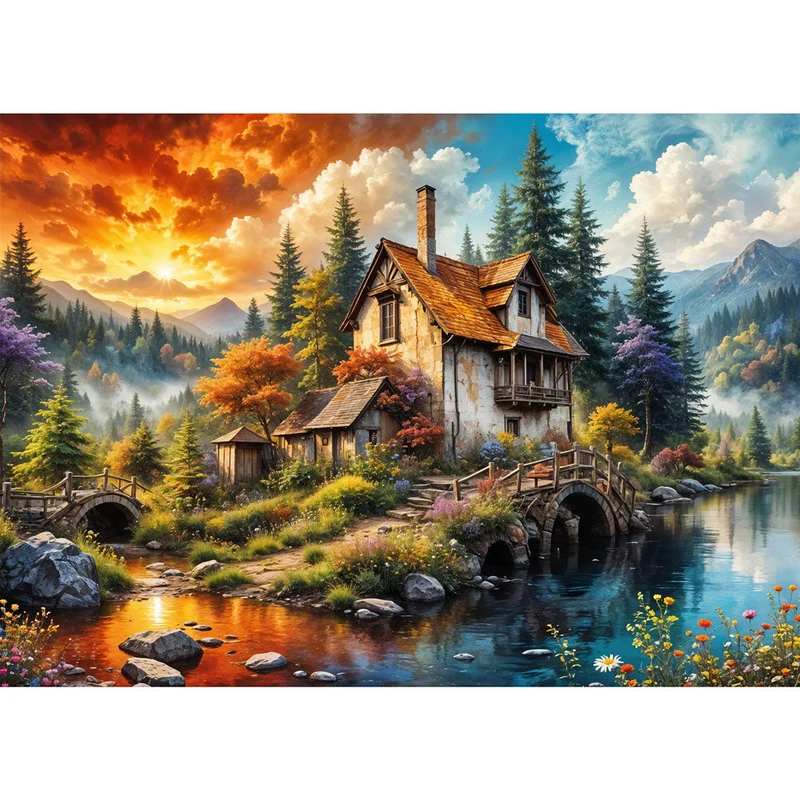 5D Diamond Painting – Cottage of Eternal Seasons
