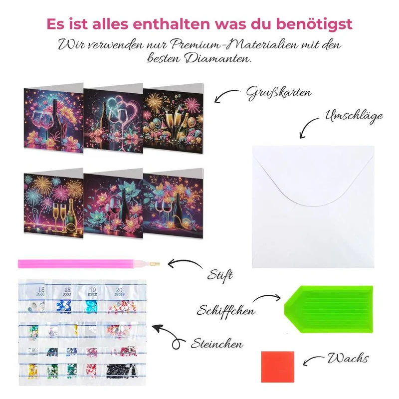 5D Diamond Painting Grußkarten – Glitzernde Festmomente