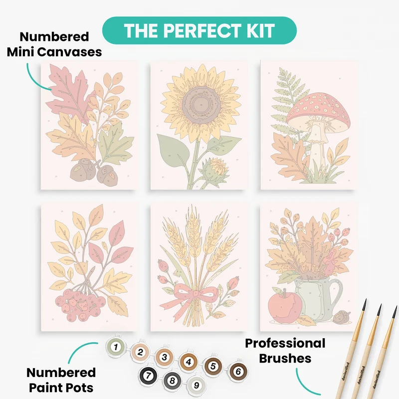 Autumn Harvest Botanicals - Mini Paint by Numbers Set