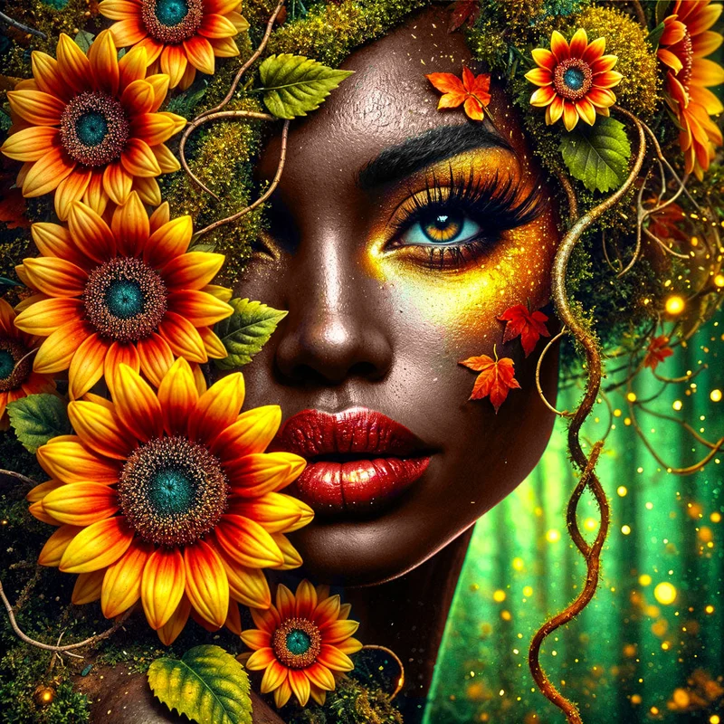 5D Diamond Painting – Amara, Seele der Sonnenblumen