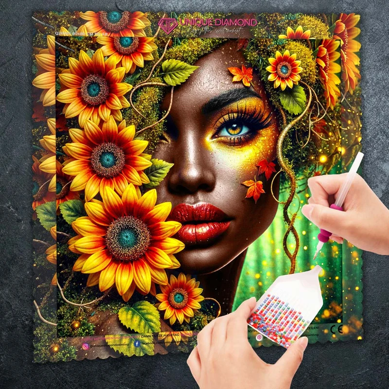 5D Diamond Painting – Amara, Seele der Sonnenblumen