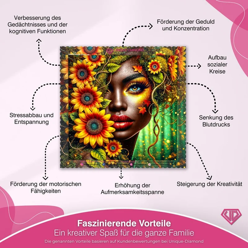 5D Diamond Painting – Amara, Seele der Sonnenblumen