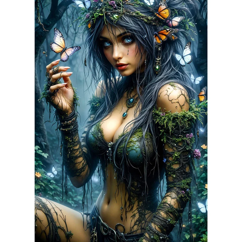 5D Diamond Painting – Wächterin des Schmetterlingswaldes