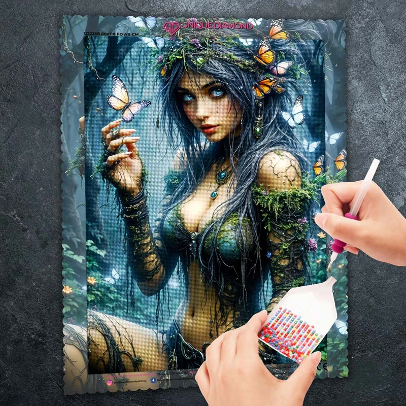 5D Diamond Painting – Wächterin des Schmetterlingswaldes