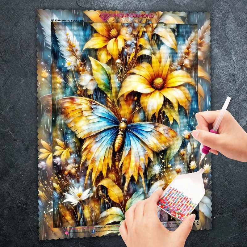 5D Diamond Painting – Tanz der Goldflügel