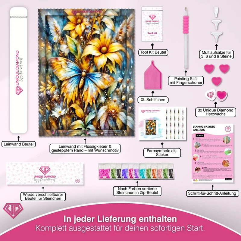 5D Diamond Painting – Tanz der Goldflügel