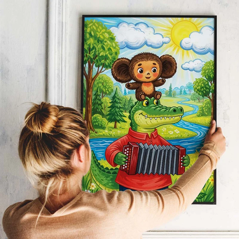 5D Diamond Painting – Tscheburaschka & Gena: Freunde fürs Leben