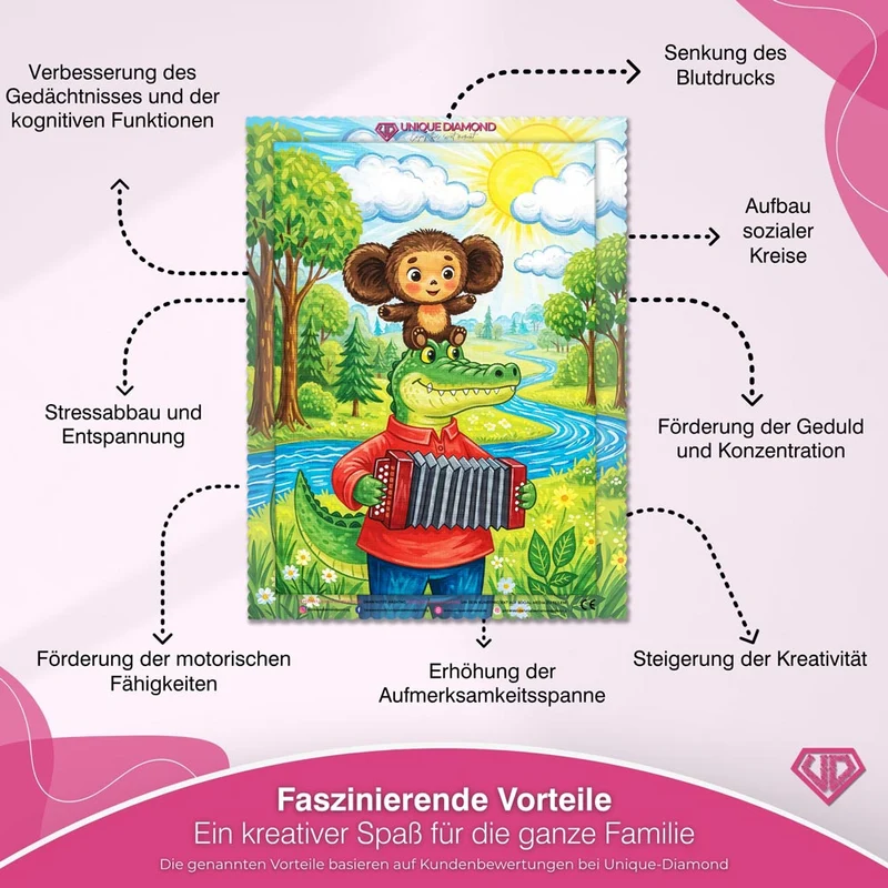 5D Diamond Painting – Tscheburaschka & Gena: Freunde fürs Leben