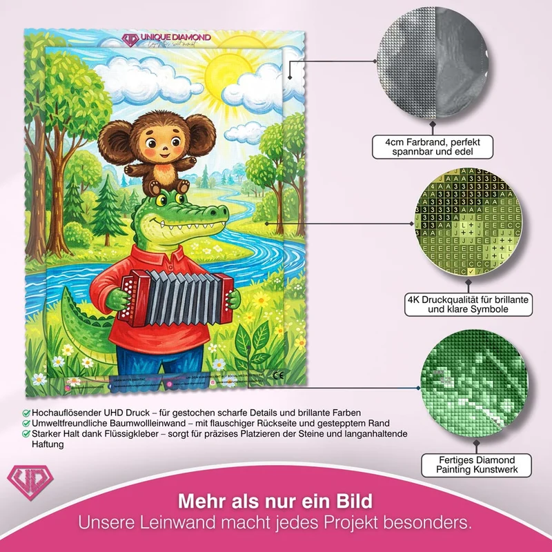 5D Diamond Painting – Tscheburaschka & Gena: Freunde fürs Leben