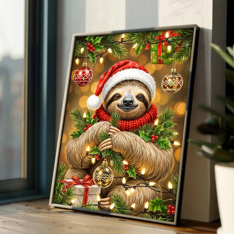 5D Diamond Painting – Weihnachts-Faultier der Freude