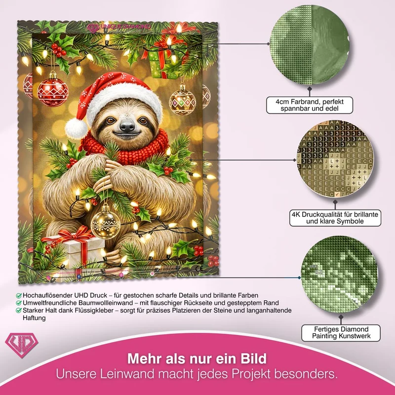5D Diamond Painting – Weihnachts-Faultier der Freude