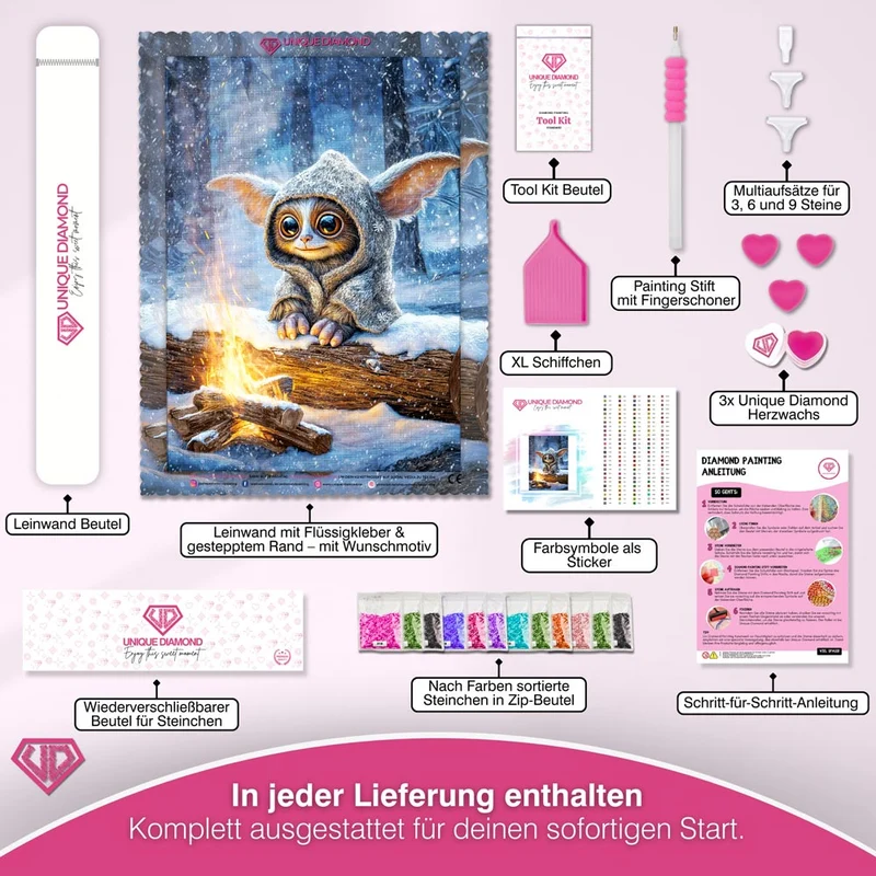 5D Diamond Painting – Funkelpfote im Schneezauber