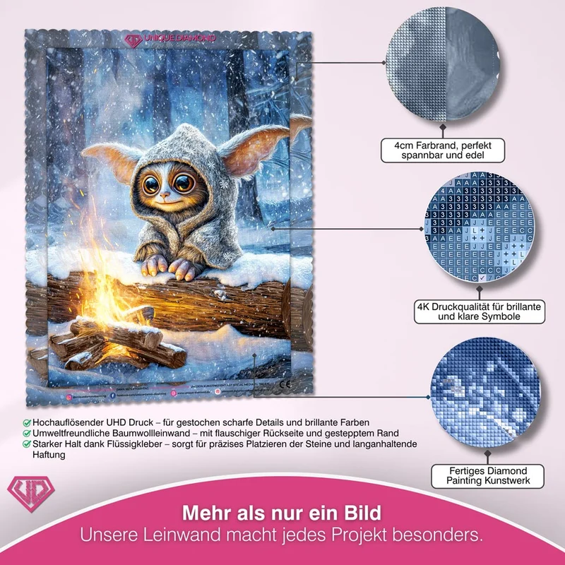 5D Diamond Painting – Funkelpfote im Schneezauber
