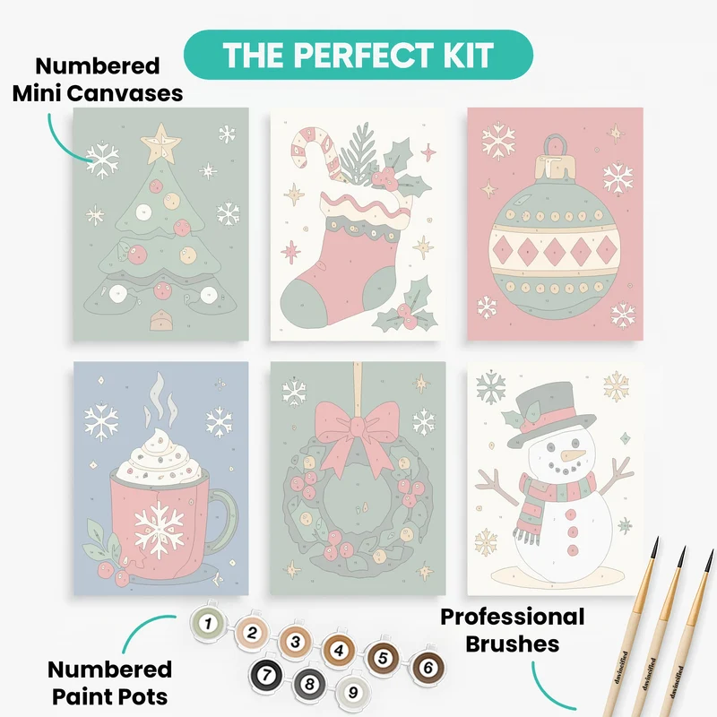 Festive Holiday Collection - Mini Paint by Numbers Set
