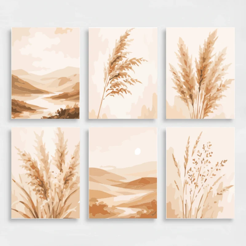 Golden Prairie & Misty Mountains - Mini Paint by Numbers Set