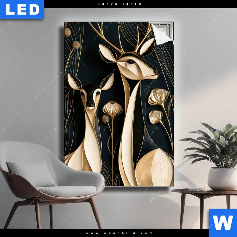 Canvalight® Leuchtbild | Rehe - Anmut des Waldes | Hochformat