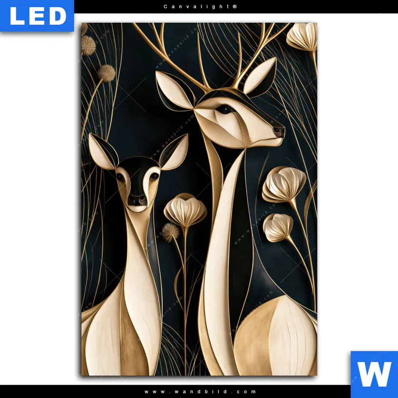 Canvalight® Leuchtbild | Rehe - Anmut des Waldes | Hochformat